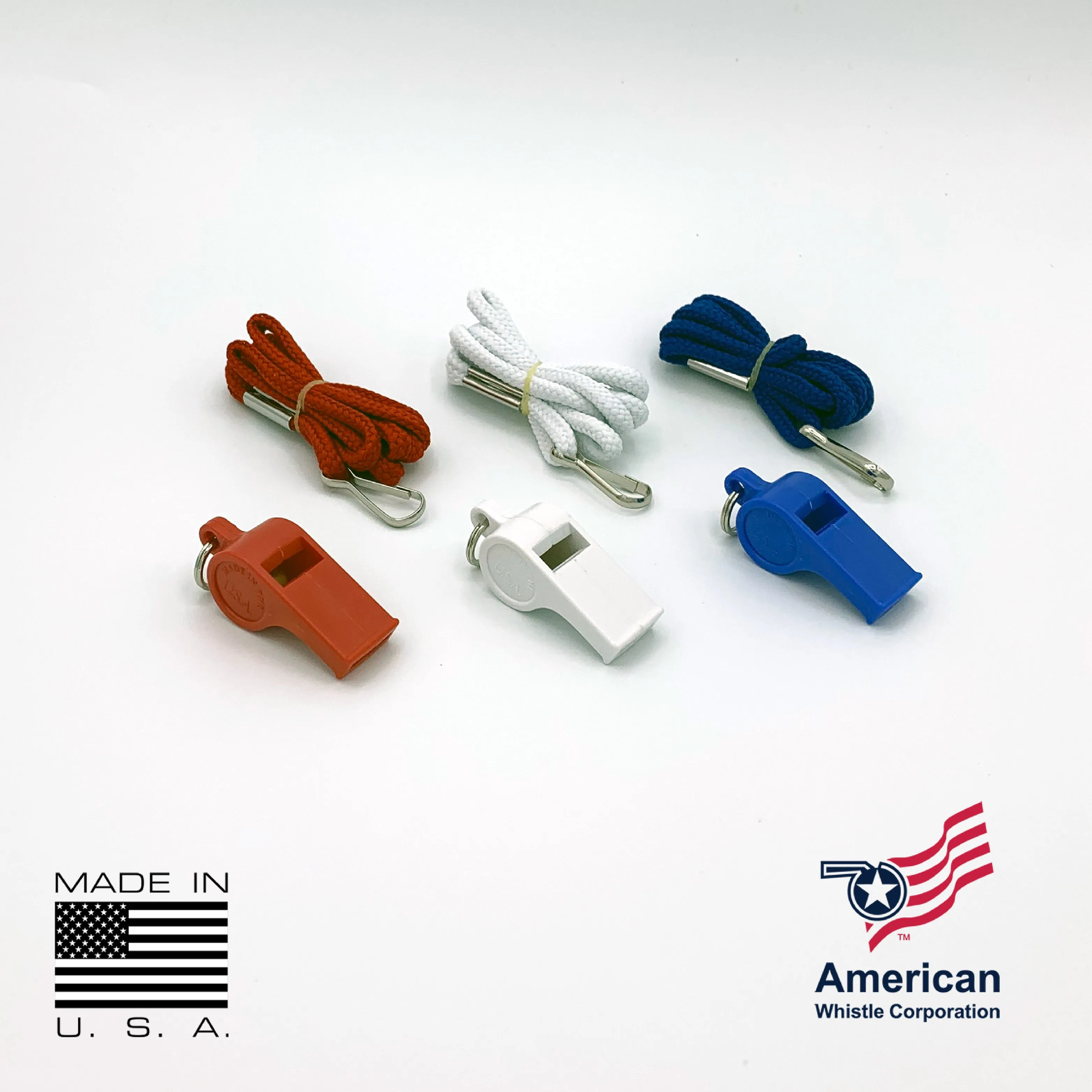 American Patriot Whistle Pack Red White & Blue with Lanyards