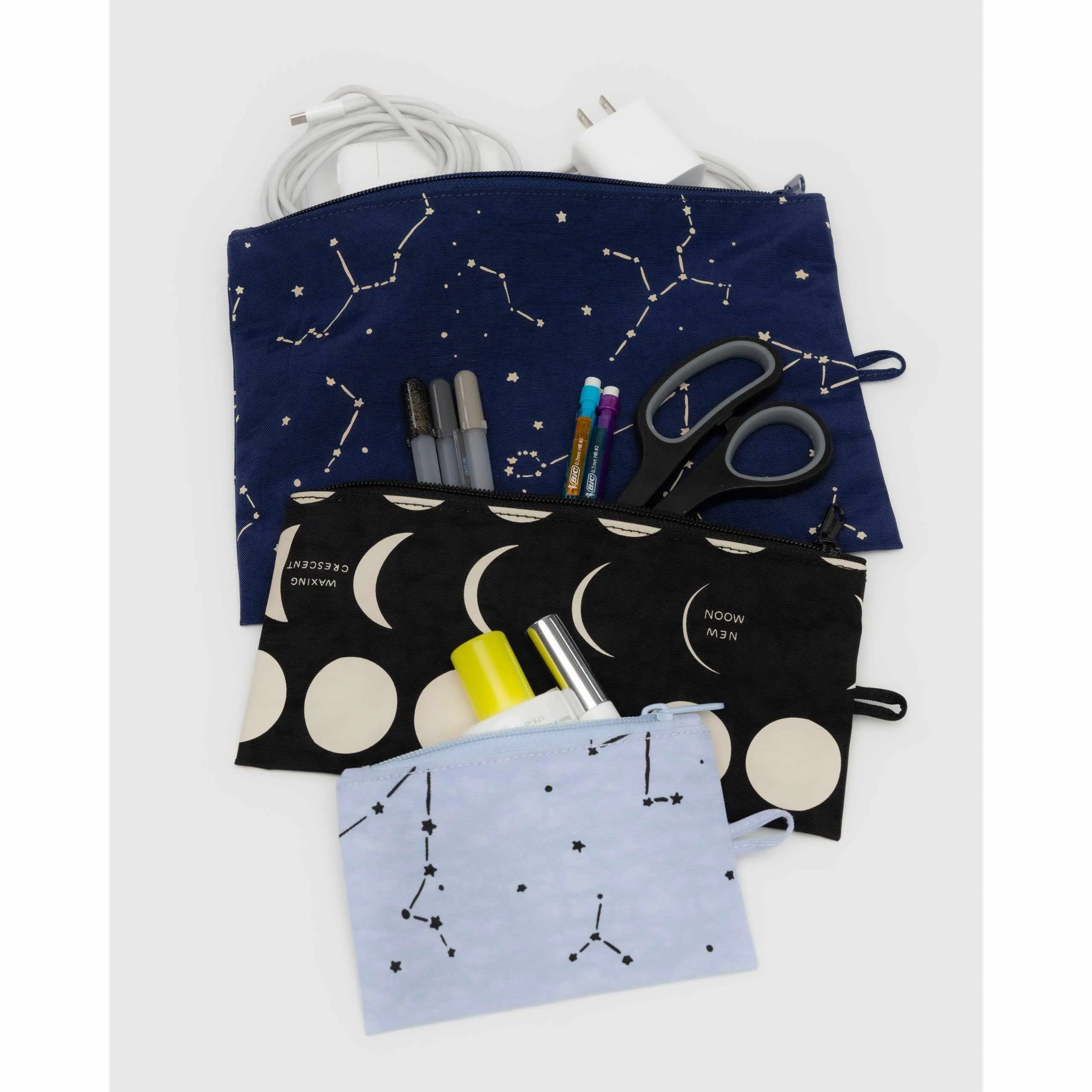 Baggu - Flat Pouch set of 3 - Night Sky