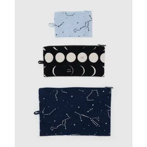 Baggu - Flat Pouch set of 3 - Night Sky