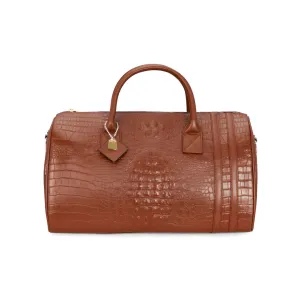 Caramel Apollo 2 Faux Crocodile Skin Duffle Bag