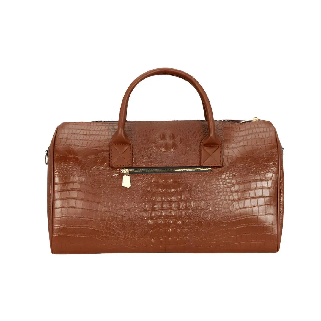 Caramel Apollo 2 Faux Crocodile Skin Duffle Bag