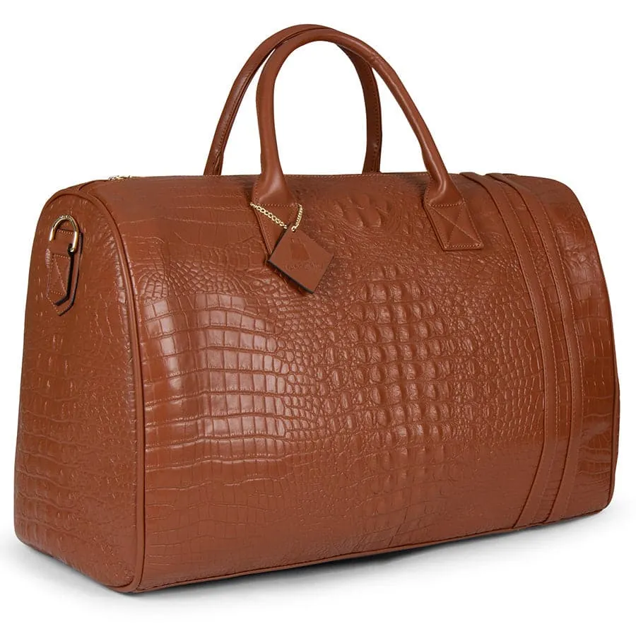 Caramel Apollo 2 Faux Crocodile Skin Duffle Bag