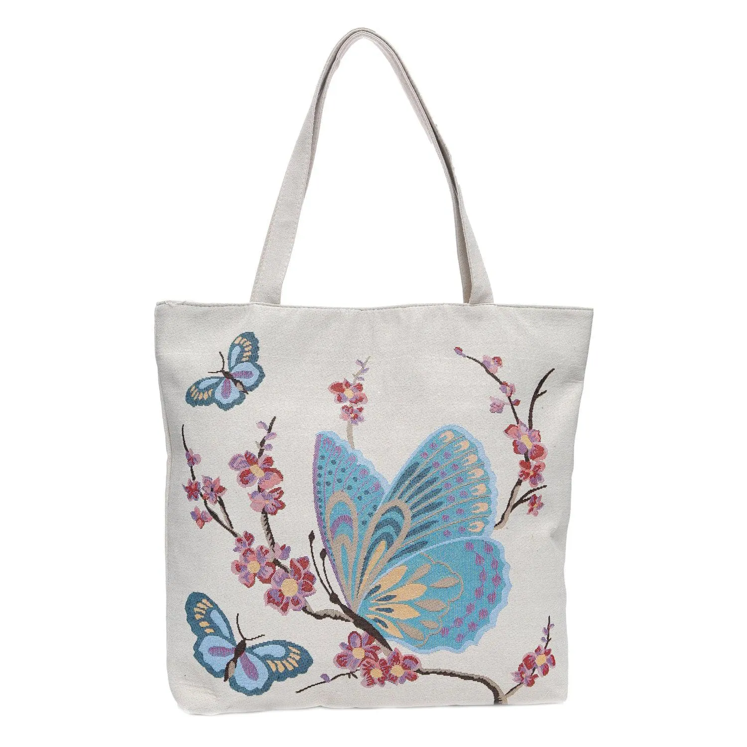 Empire Cove Butterfly Print Cotton Canvas Tote Bags Reusable Beach Shopping