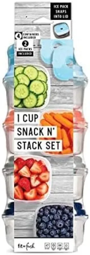 FIT & FRESH - 1 Cup Snack N' Stack Set - 6 Pieces