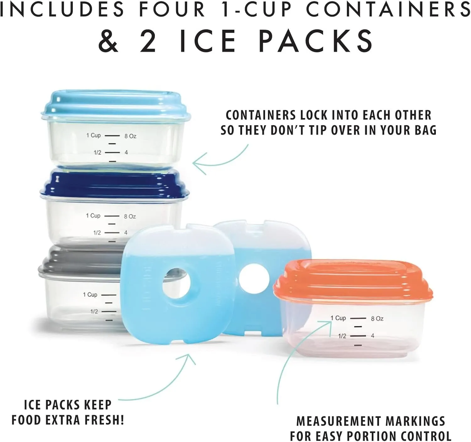 FIT & FRESH - 1 Cup Snack N' Stack Set - 6 Pieces