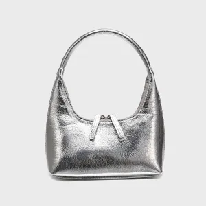 Futuristic Metallic Silver Mini Shoulder Bag