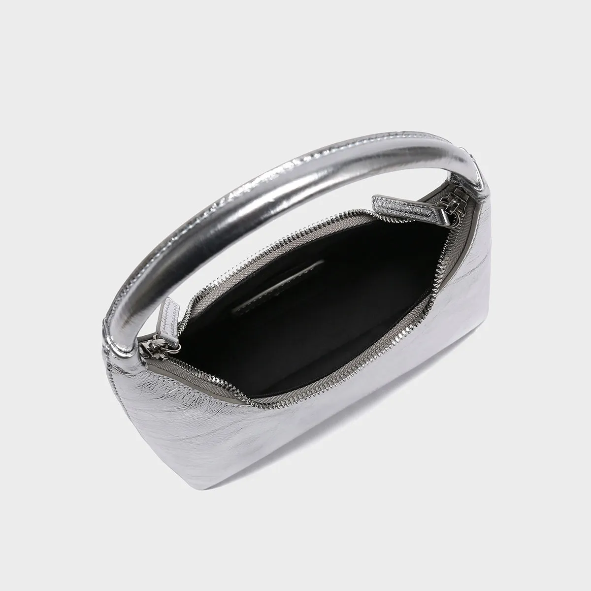 Futuristic Metallic Silver Mini Shoulder Bag