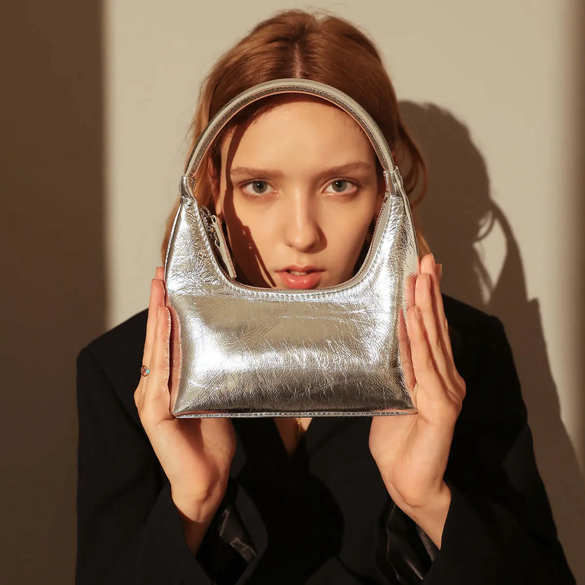 Futuristic Metallic Silver Mini Shoulder Bag