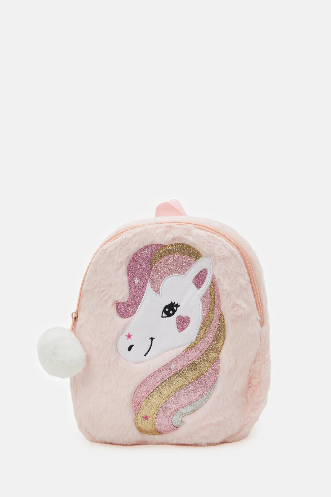 Girls Assorted Colour Character Faux Fur Backpack