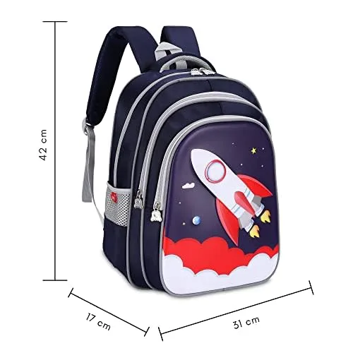 Gleevers X KidVenture Series Clownfish School Bag 22 L | Printed Polyester | Free Stationery Pouch | Bags for School Children Age 5-7 yrs | Gift for Kids | Black