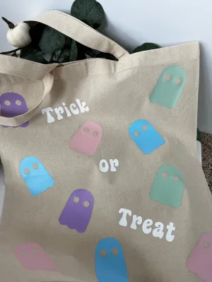 Halloween Ghost Trick or Treat Reusable Tote Bag