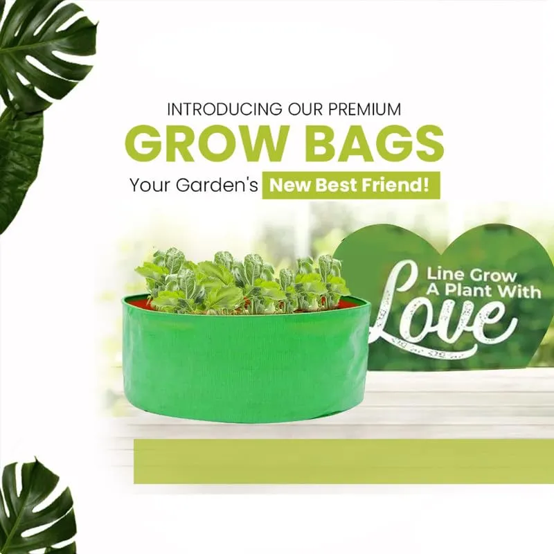 HDPE Grow Bags 250gsm (12x12 Inches) - Pack of 5, Durable Gardening Bags for Vegetables, Fruits, and Herbs