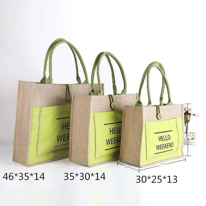 Hello Weekend Reusable Linen Shopping Bag