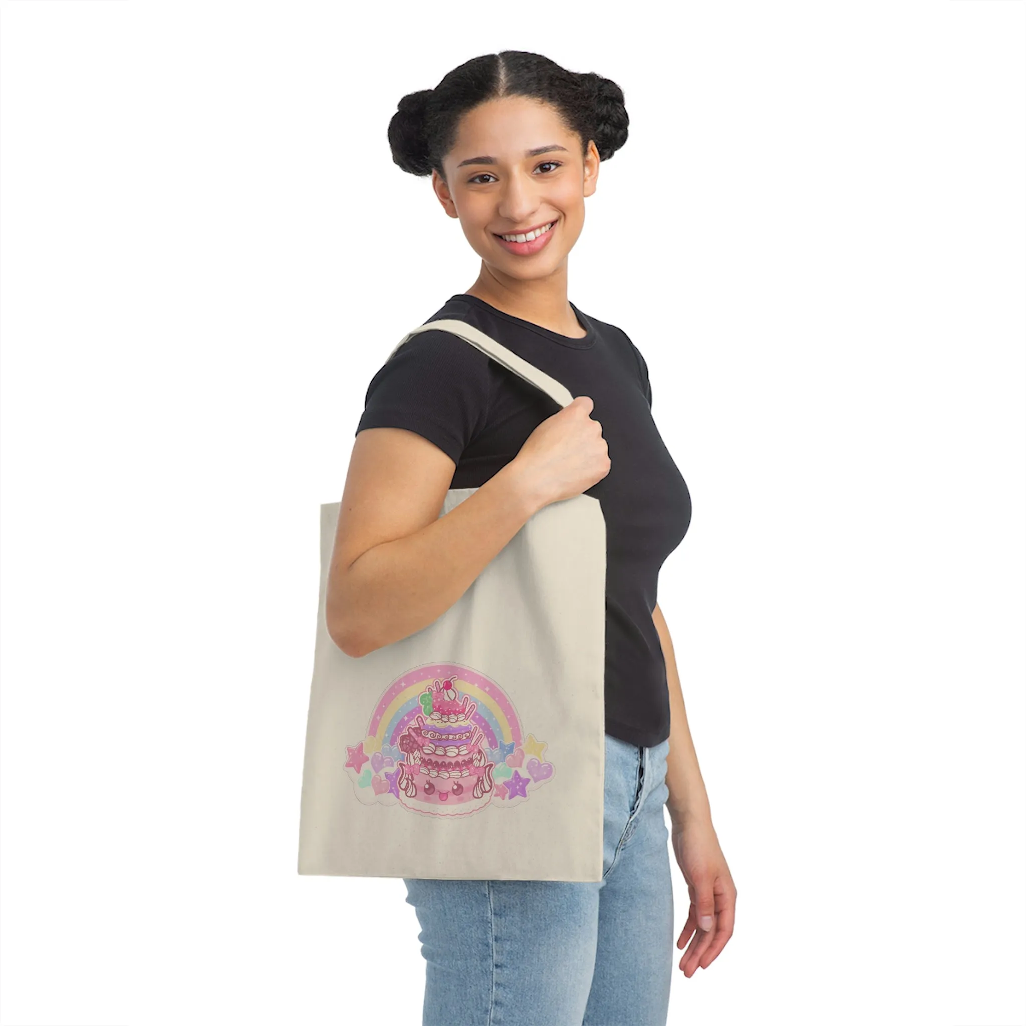 Kawaii Sparkle Cake Canvas Tote Bag