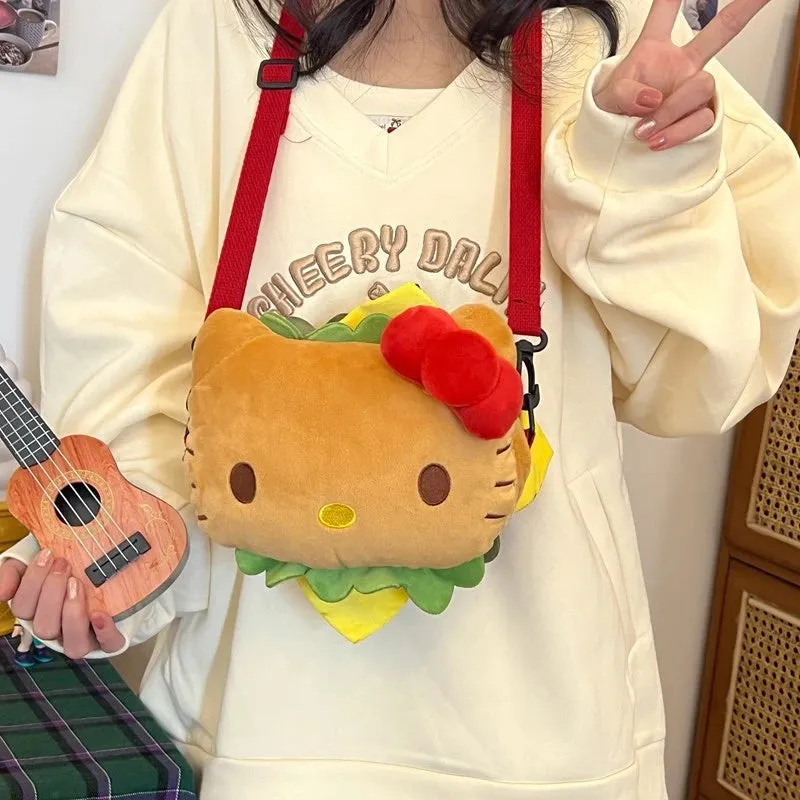 Kitty Hamburger Funny Plush Shoulder Bags KI529