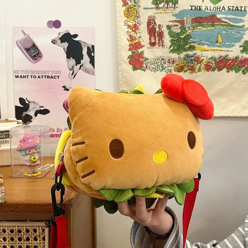 Kitty Hamburger Funny Plush Shoulder Bags KI529