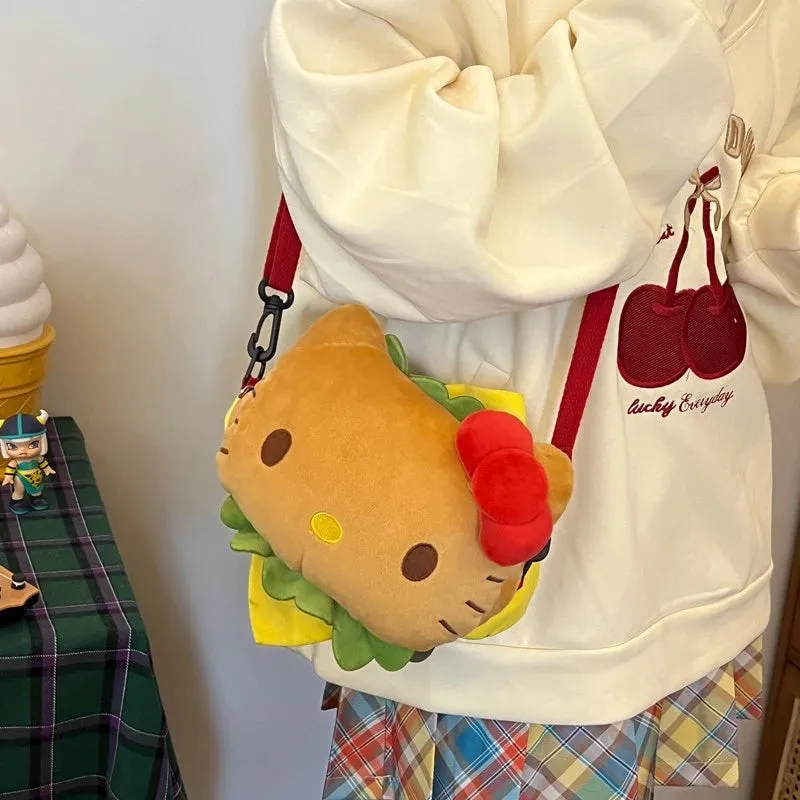 Kitty Hamburger Funny Plush Shoulder Bags KI529