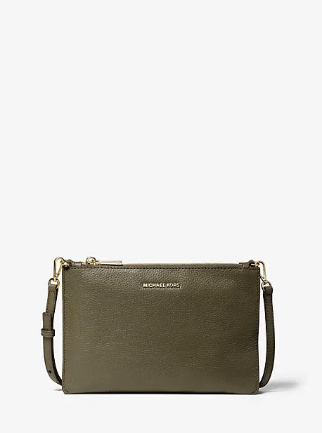 Large Pebbled Leather Double-Pouch Crossbody