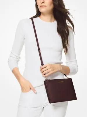 Large Pebbled Leather Double-Pouch Crossbody