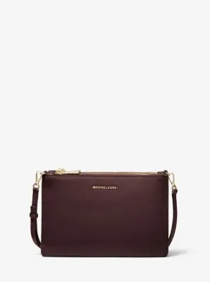 Large Pebbled Leather Double-Pouch Crossbody