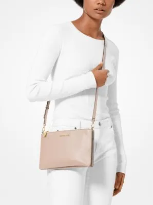 Large Pebbled Leather Double-Pouch Crossbody