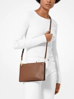 Large Pebbled Leather Double-Pouch Crossbody