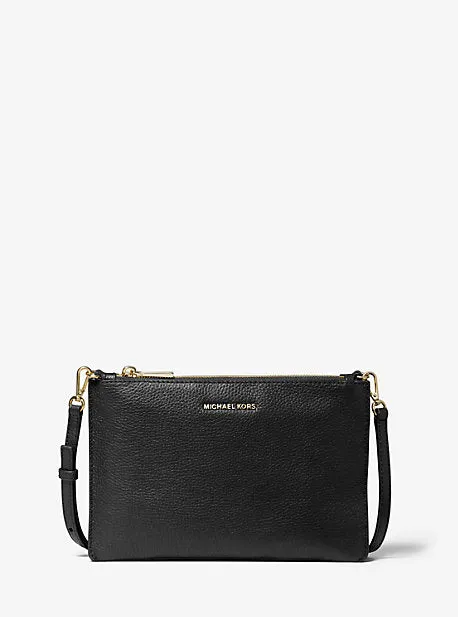 Large Pebbled Leather Double-Pouch Crossbody