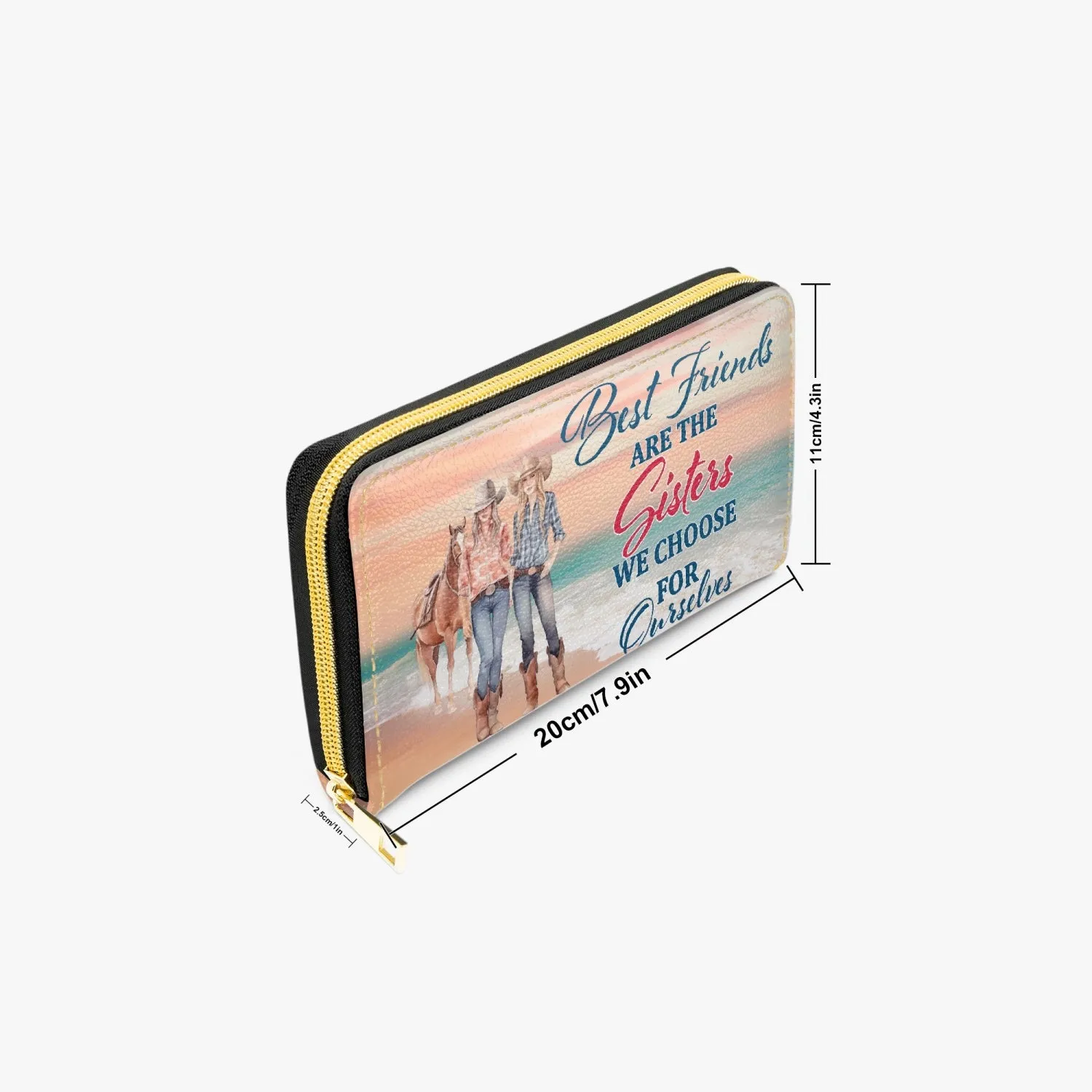 Long Type Zipper Purse -  Beach, Horses, Best Friends