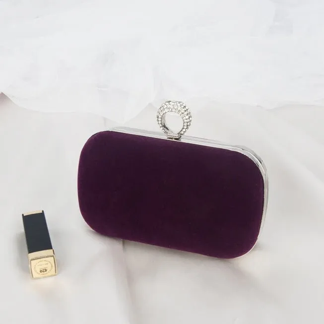 Luxy Moon Velvet Diamond Ring Snap Clutch Purse