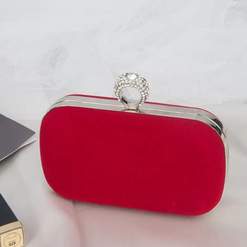 Luxy Moon Velvet Diamond Ring Snap Clutch Purse