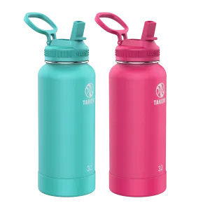 Pickleball Savings Bundle 2pc - 32 oz Dropshot Teal Straw Lid, 32 oz Backspin Pink Straw Lid