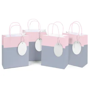 Pink & Silver 13" Gift Bags with Handles & Holographic tag