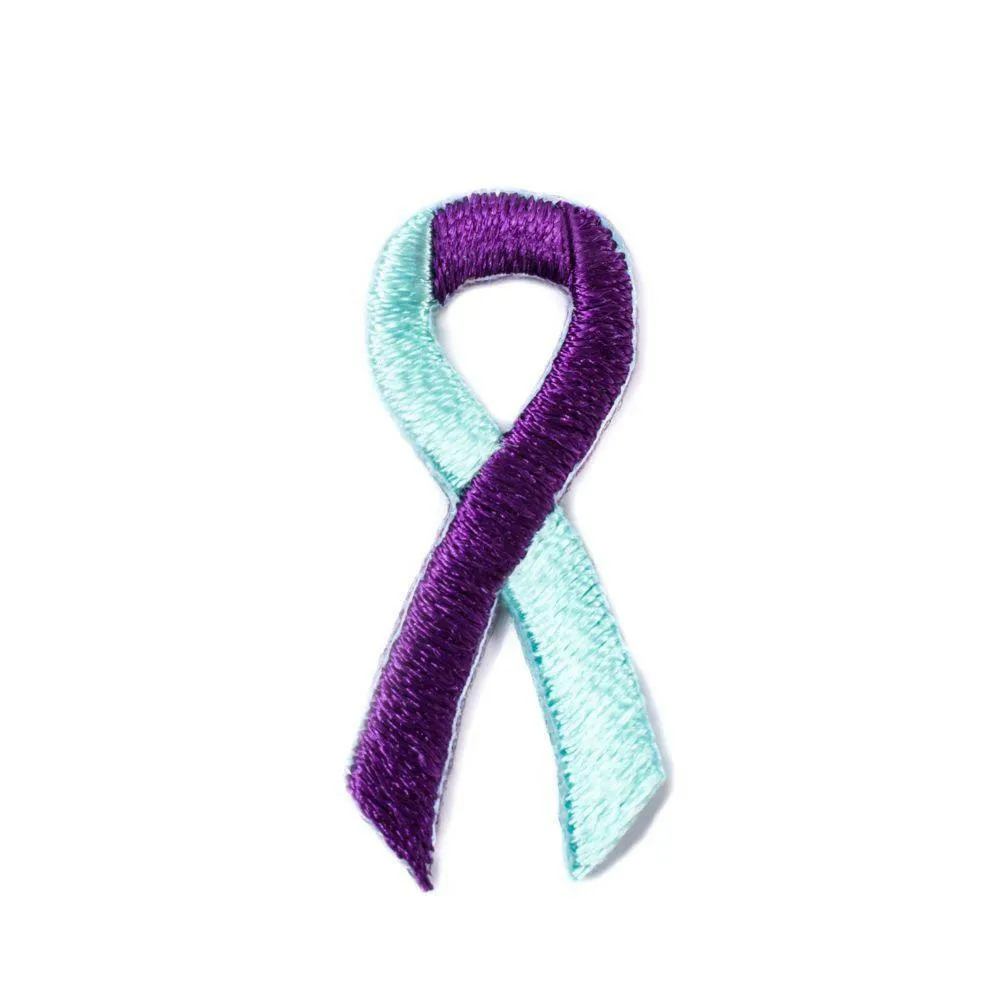 Purple Turquoise Ribbon Embroidered Stick-ons - 25-pack