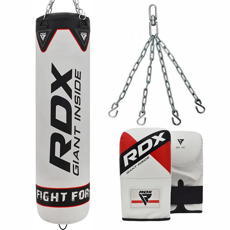 RDX F1 4ft / 5ft 3-in-1 White Punching Bag with Mitts Set