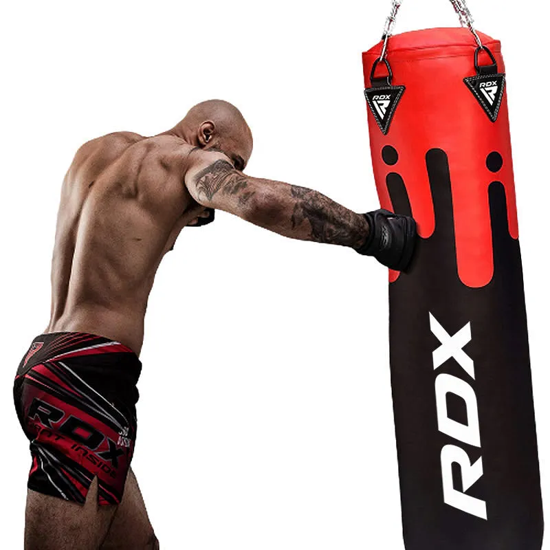 RDX F9 4ft / 5ft 3-in-1 Red / Black Punch Bag with Mitts Set