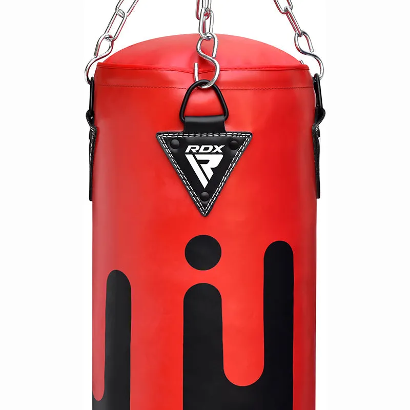 RDX F9 4ft / 5ft 3-in-1 Red / Black Punch Bag with Mitts Set