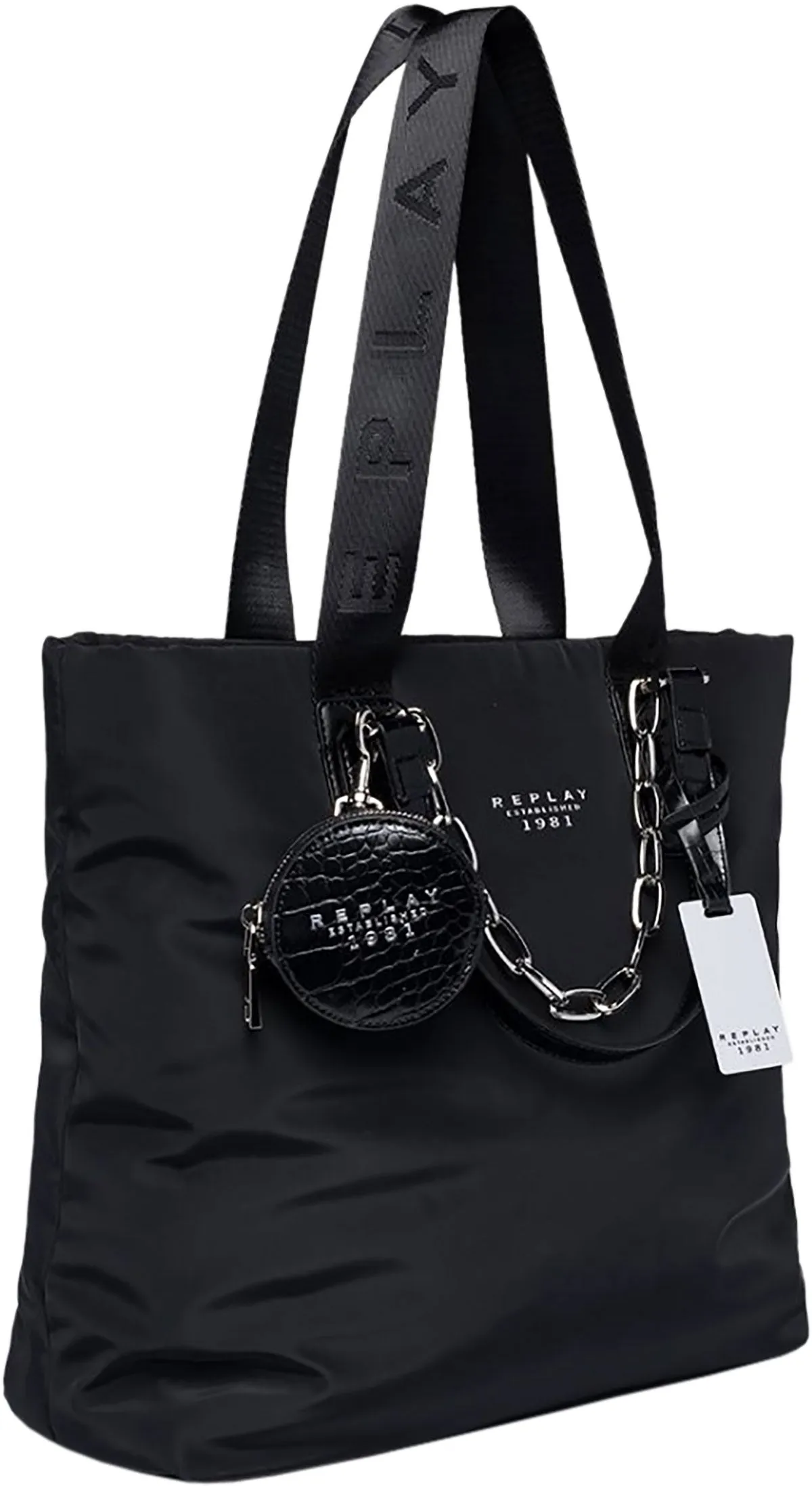 Replay Top Handel Tote Shopping Bag In Black For Women