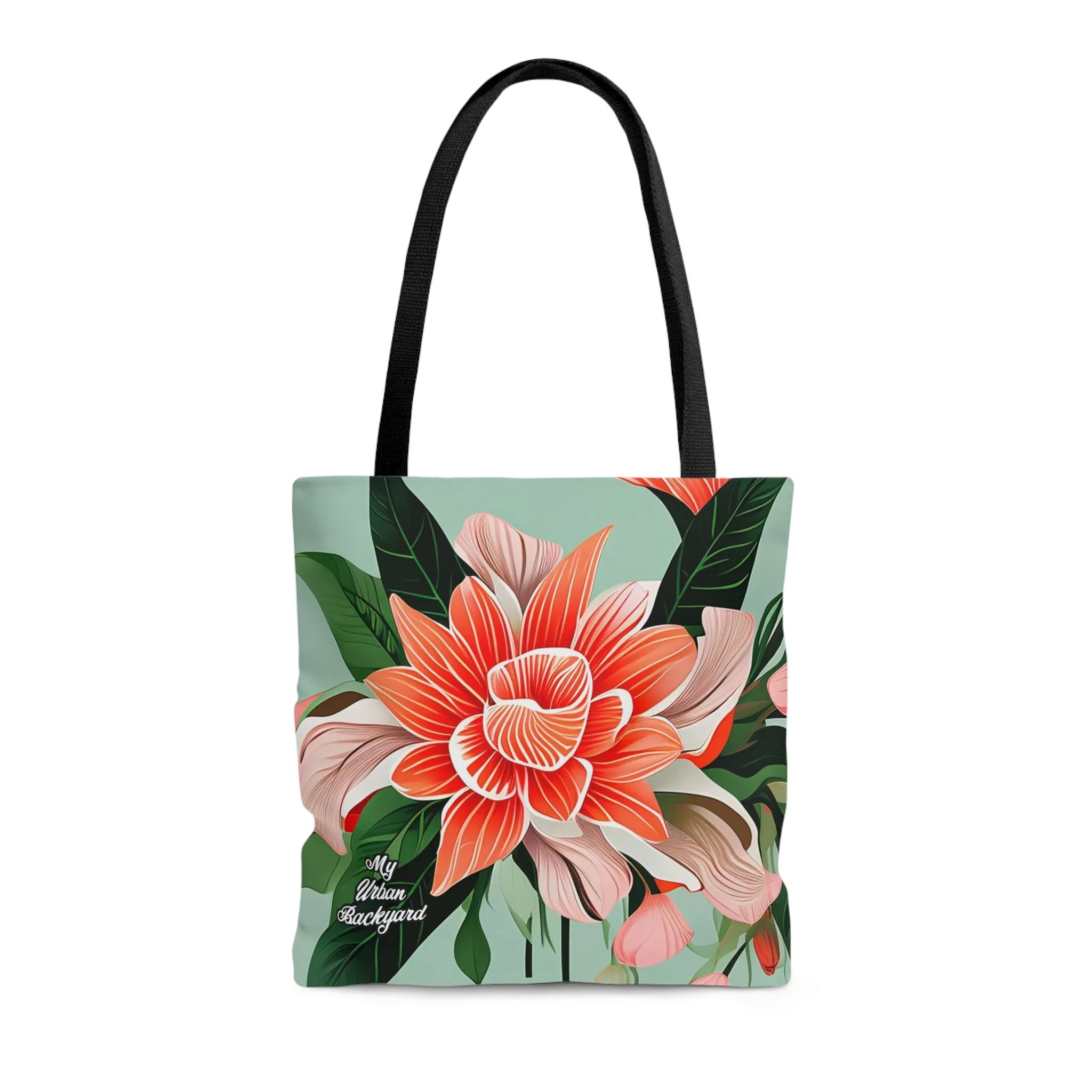 Reusable Tote Bag for Everyday Use, Shoulder Bag w Cotton Handles - Large Flower