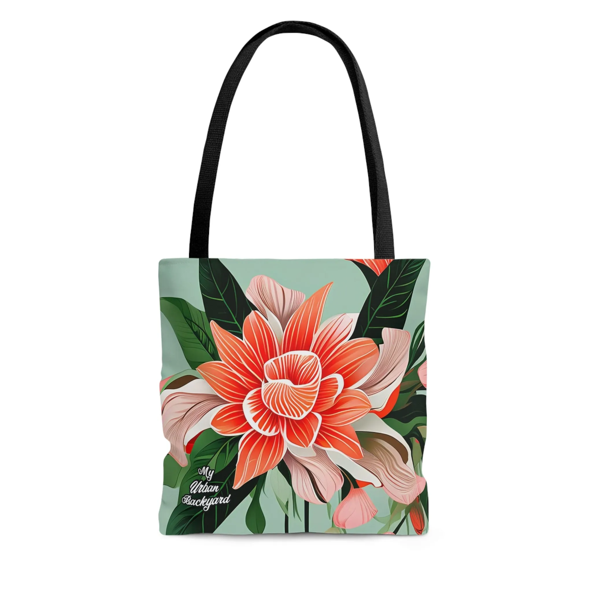 Reusable Tote Bag for Everyday Use, Shoulder Bag w Cotton Handles - Large Flower