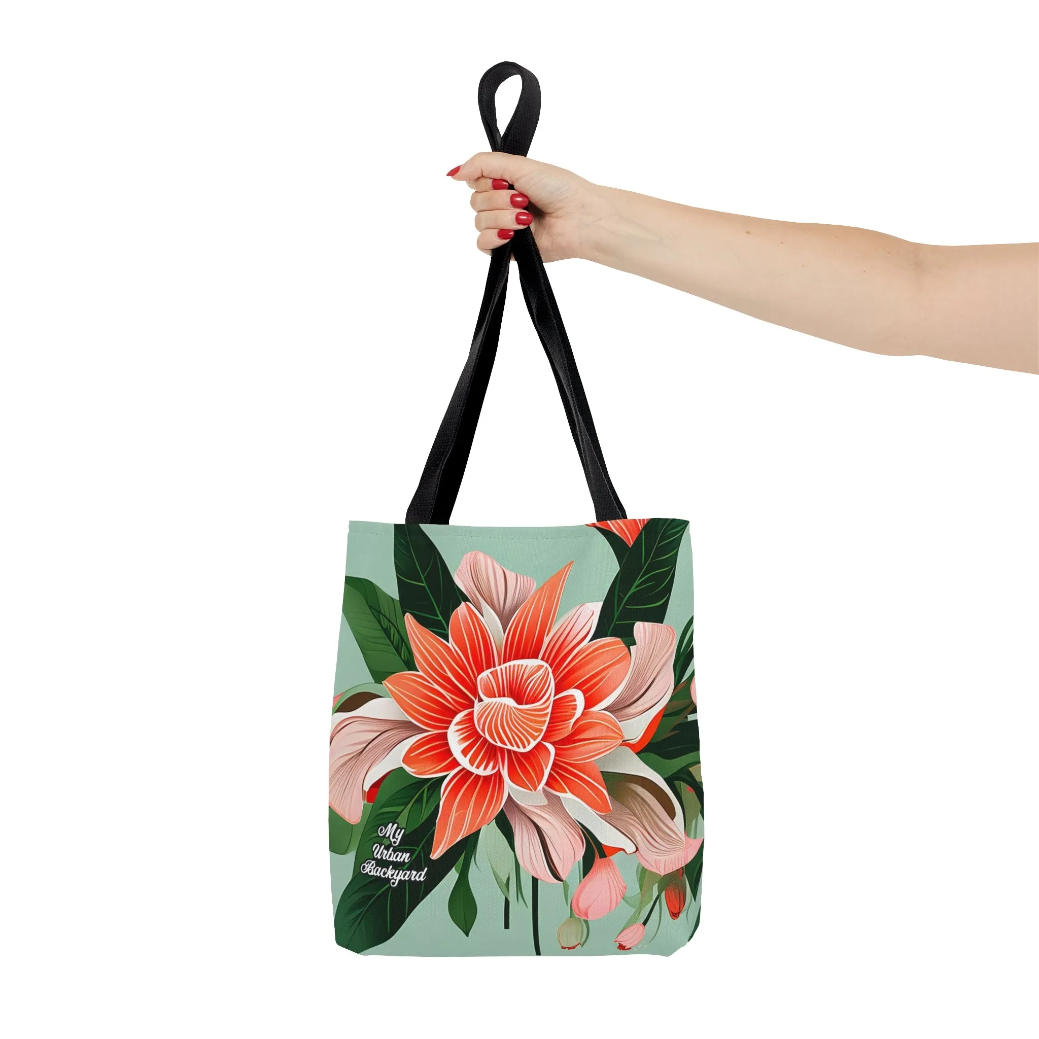 Reusable Tote Bag for Everyday Use, Shoulder Bag w Cotton Handles - Large Flower