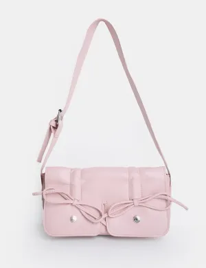 Ribbon Baby Pink Ruched Shoulder Bag