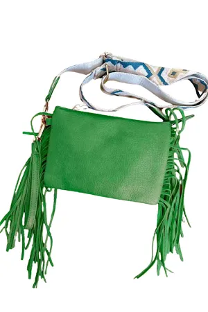 Sedona Green Fringe Crossbody Bag