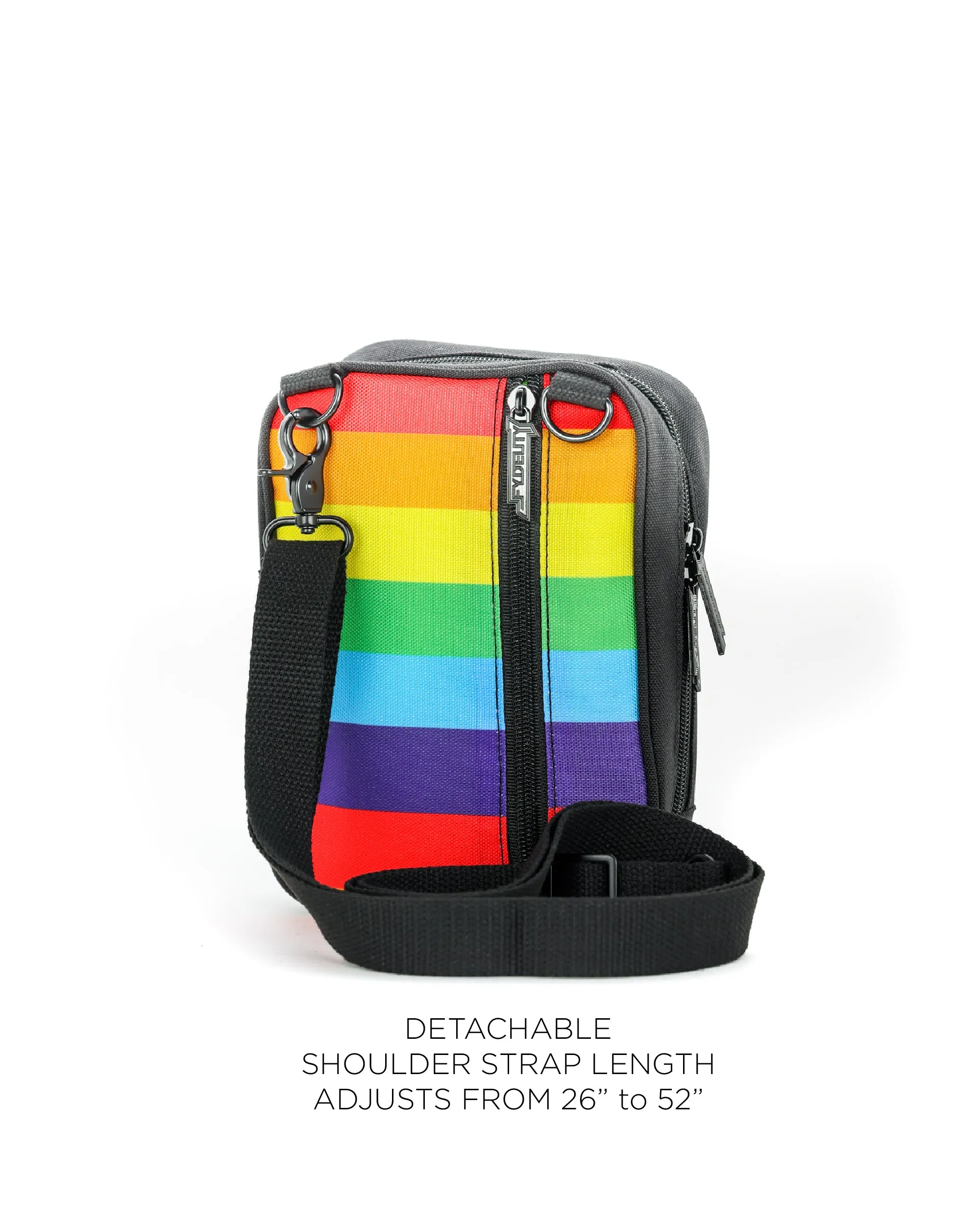 Sidekick | Crossbody Sling | Recycled RPET | Black Rainbow Stripe