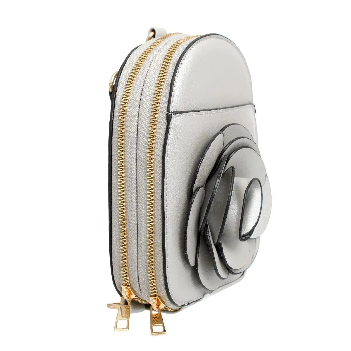 Silver Vegan Leather Floral Mini Backpack: Stylish & Secure