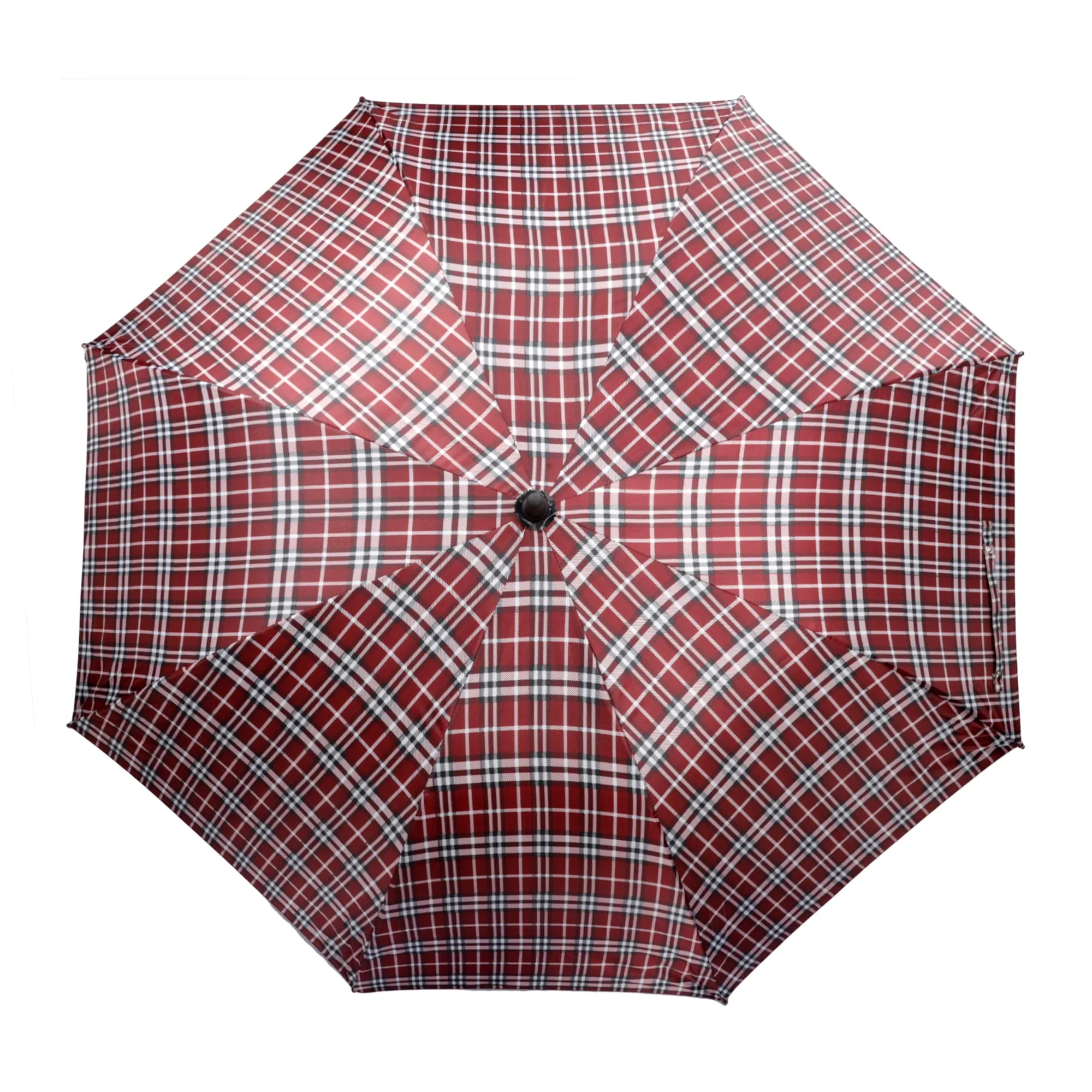 THE CLOWNFISH Umbrella Crescenta Series Single Fold Auto Open J- shape Handle Waterproof Taffeta Polyester 190 T Umbrellas For Men and Women (Checks Design-Red)