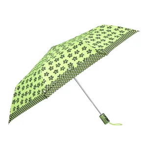 THE CLOWNFISH Umbrella Savior Series 3 Fold Auto Open Waterproof 190 T Polyester Double Coated Silver Lined Umbrellas For Men and Women (Flower Design- Parrot Green)