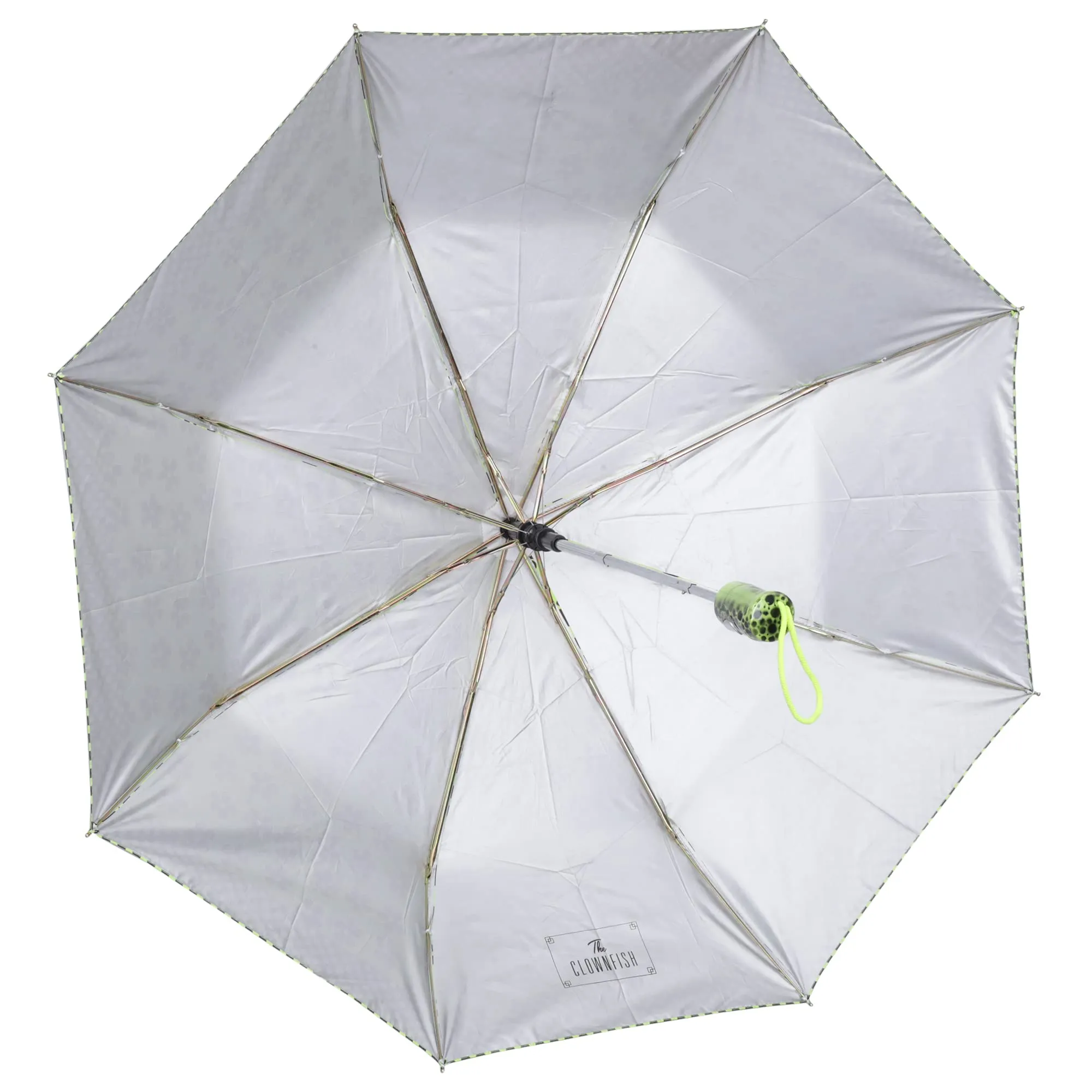 THE CLOWNFISH Umbrella Savior Series 3 Fold Auto Open Waterproof 190 T Polyester Double Coated Silver Lined Umbrellas For Men and Women (Flower Design- Parrot Green)