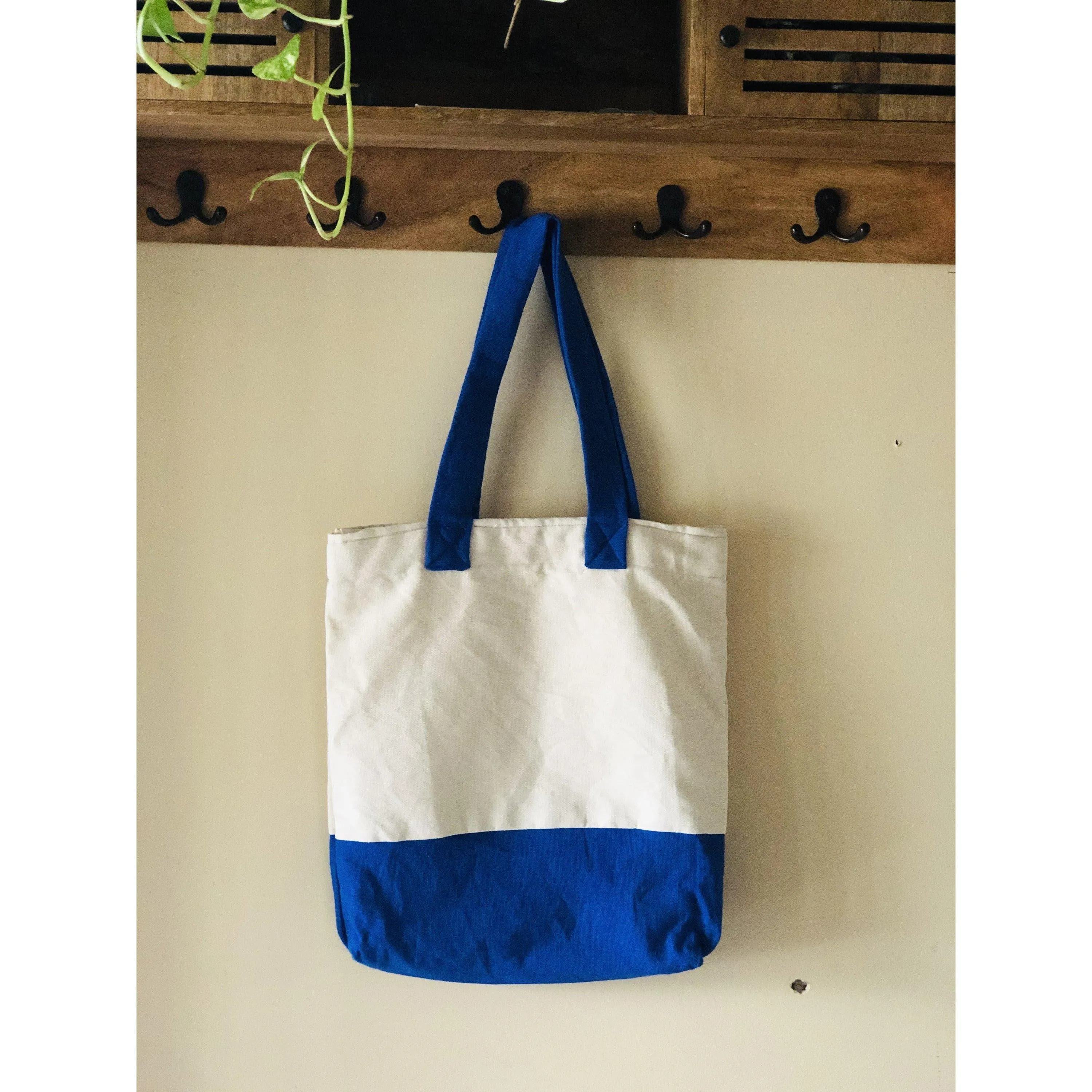 Upcycle Reusable Cotton Tote Bags Blue, Eco Friendly Grocery Bags