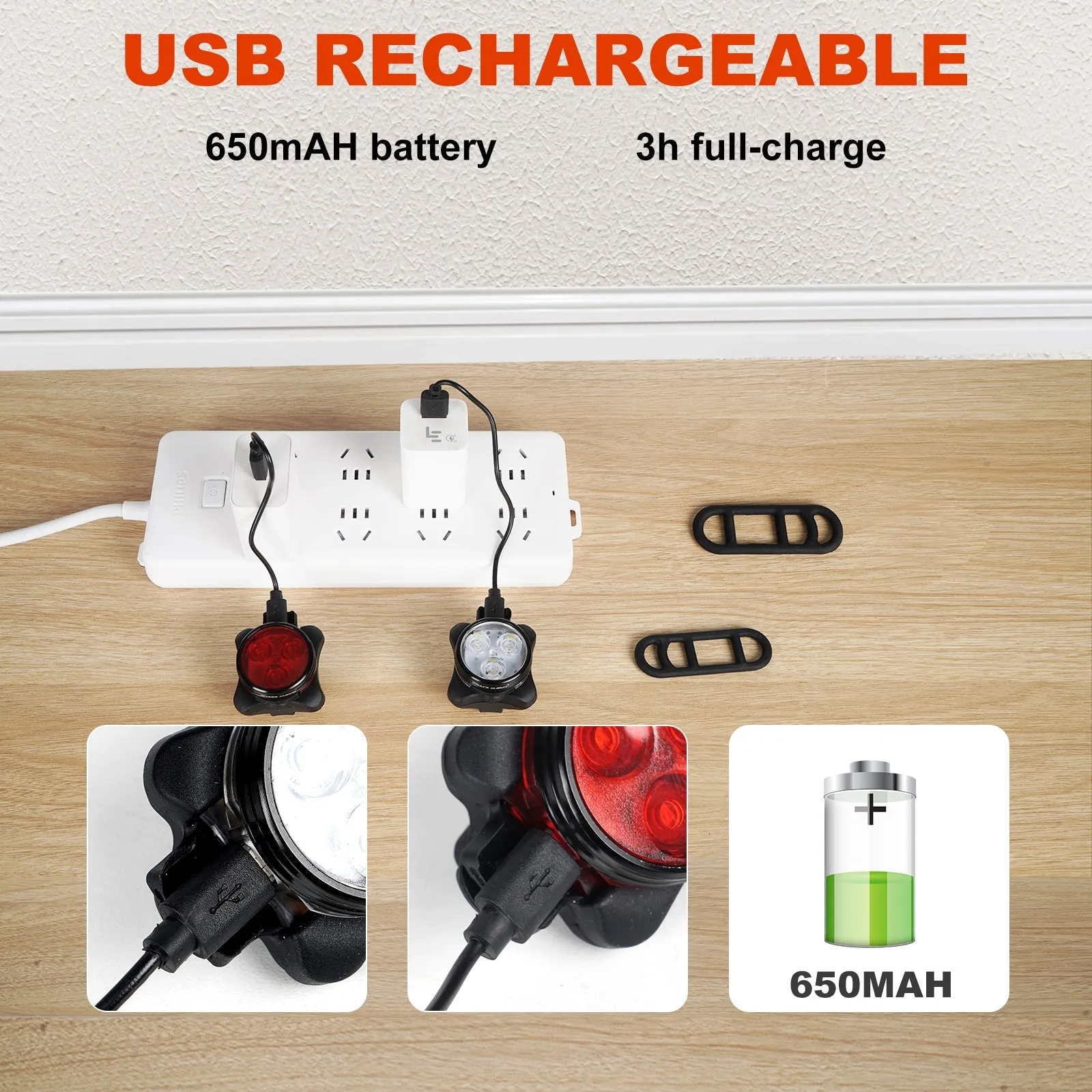 Versatile USB Rechargeable Safety Lights –Keep them Safe in Countries Without Street Lights.