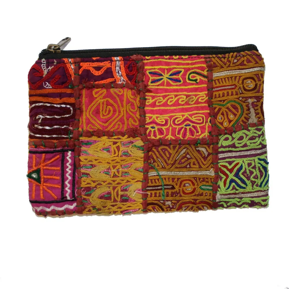 vintage Indian fabric zip clutch